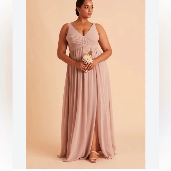 Birdy Grey | Dresses | Birdy Grey Women Bridesmaid Dress X Chiffon Taupe  Maxi Pockets Plus Size | Poshmark